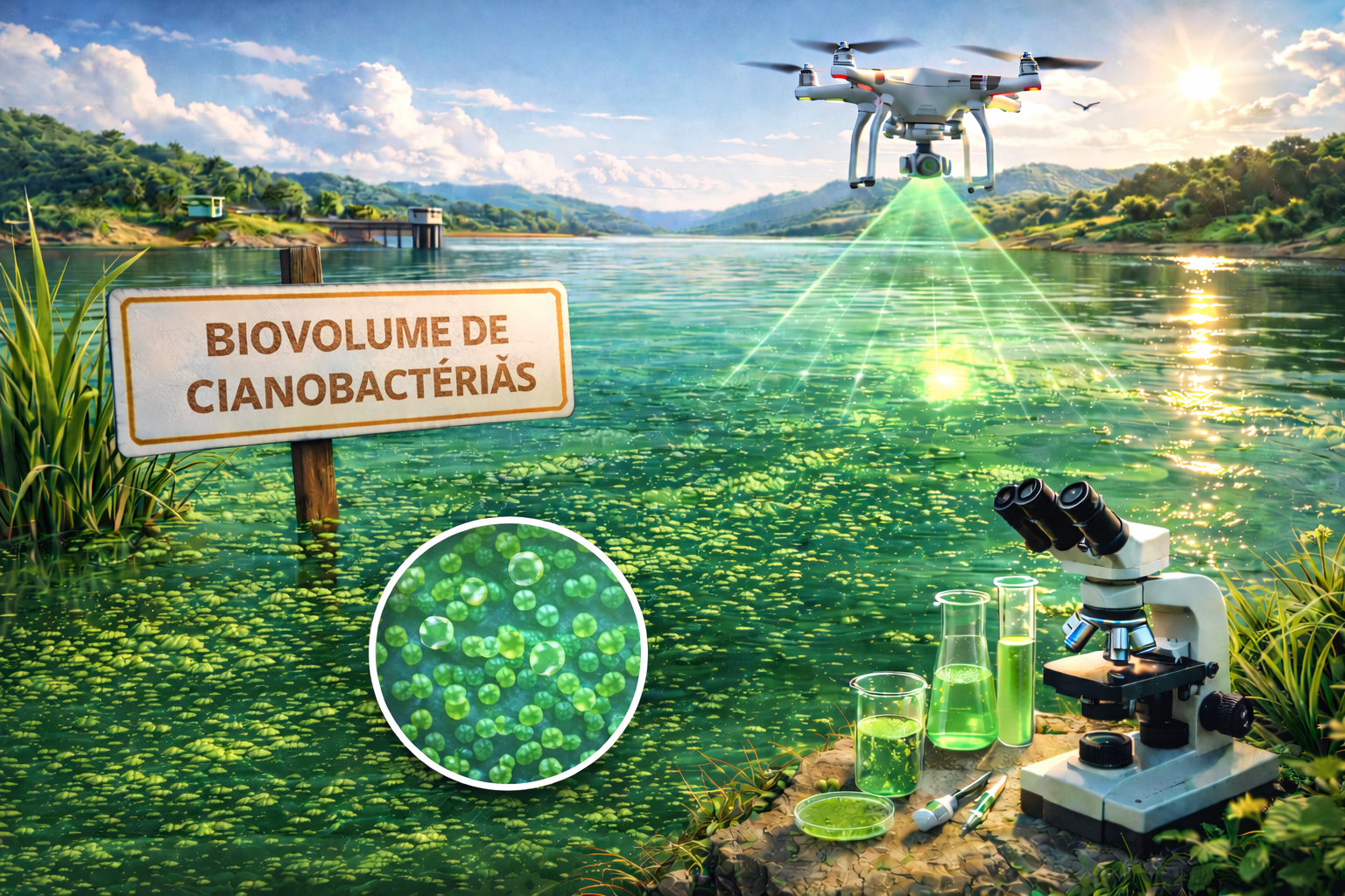 Placa de biovolume de cianobact&eacute;rias
